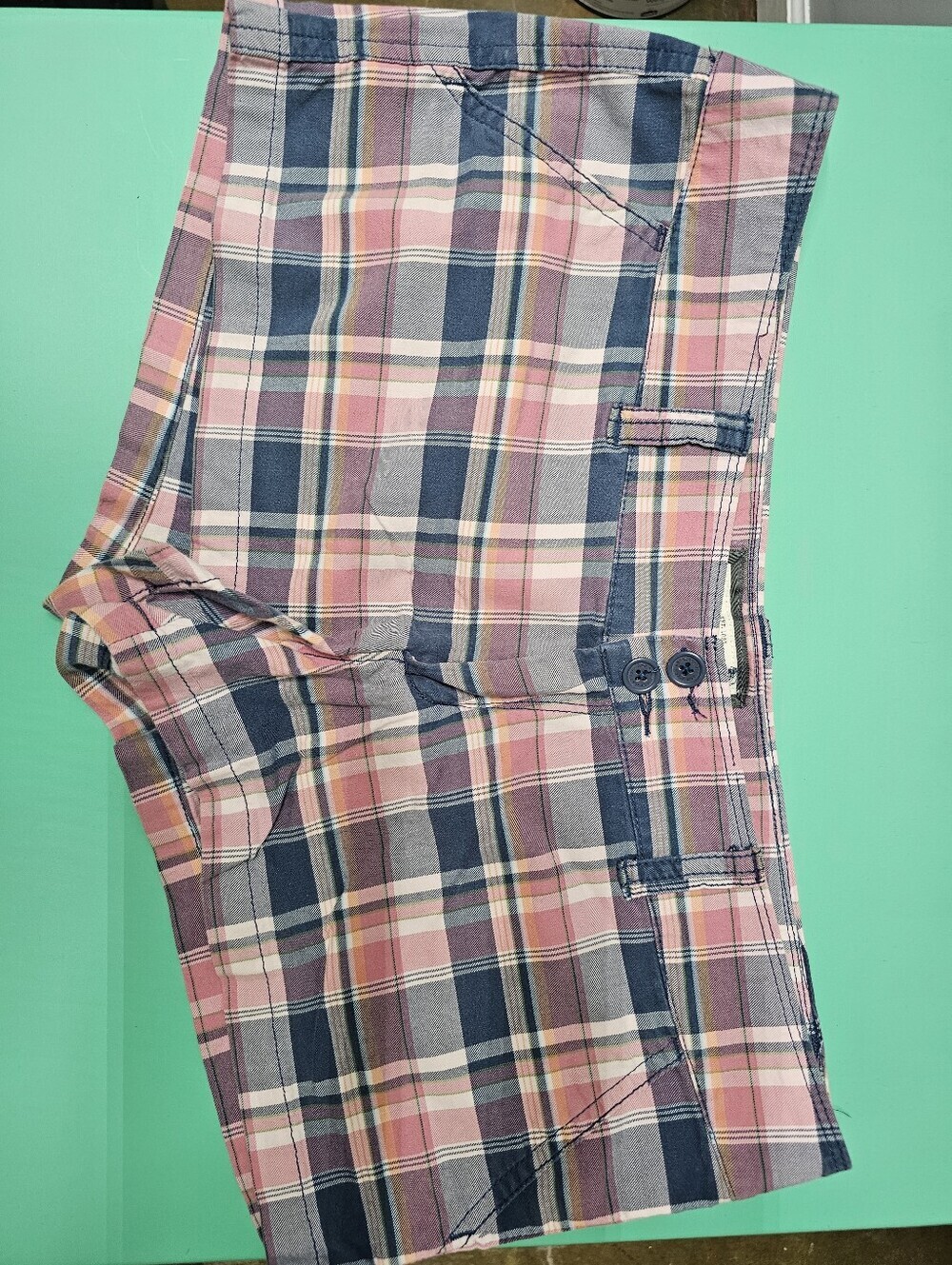 Abercrombie & Fitch Pink and Navy Plaid Shorts